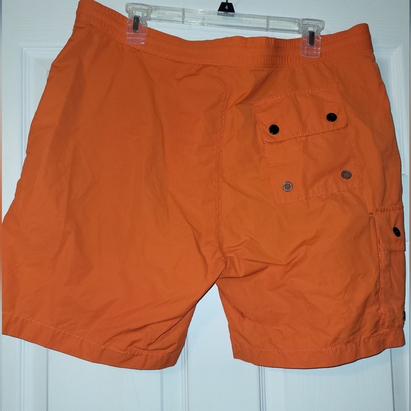 Ralph Lauren RLX Cargo Snap Board Shorts Nylon Orange Size X Large Y2K - Picture 2 of 8